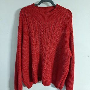 Loft 24/26W Reddish Orange Long Sleeve Knit Sweater